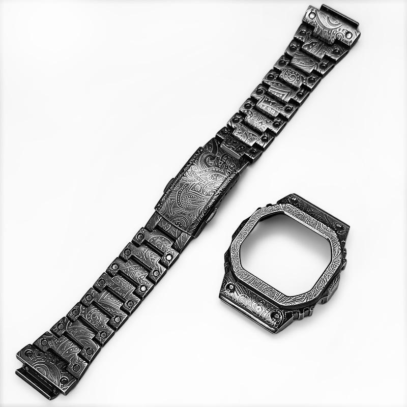 DW-H5600 Vintage engrave Mod kit  For Casio G-SHOCK Small Square DW H5600 modified solid stainless steel Watch strap case men