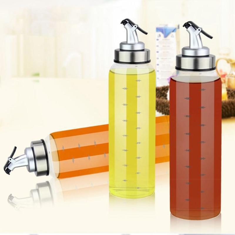 Clear Glass Spill Proof Condiment Bottle With Tight Lid Kitchen Liquid Dispenser Large Capacity Oil Vinegar Container