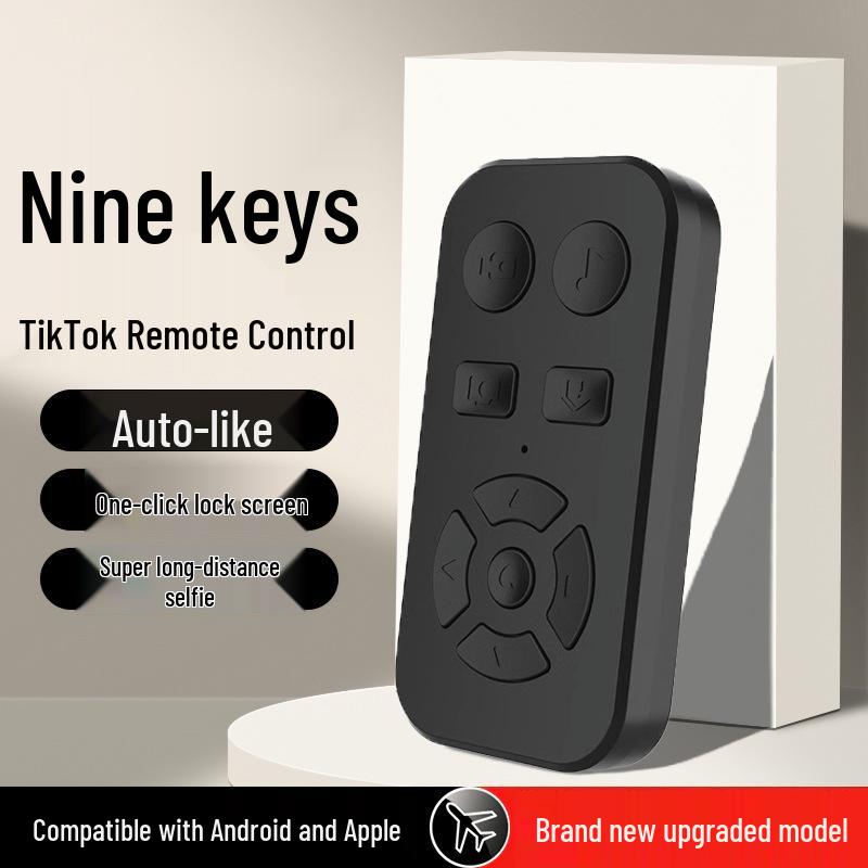 

Rechargeable Bluetooth Remote for Phone: Photo, Video, and Short Video Control with Douyin and Ebook Reading Features Purple nine-key with bag, cable, manual