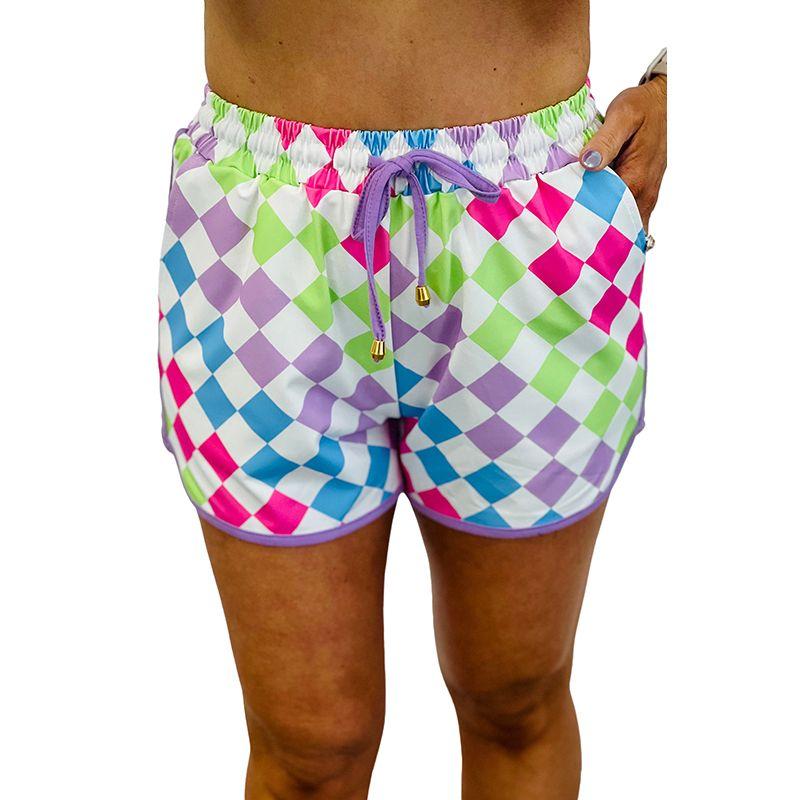 

2024 Fashion Black and White Plaid Three-Point Casual Pants Women s Summer Thin Niche Style Breathable Lace up Easiest for Match Women s Shorts Contrast Color P22 M code fits (55.00 kg-62.50 kg