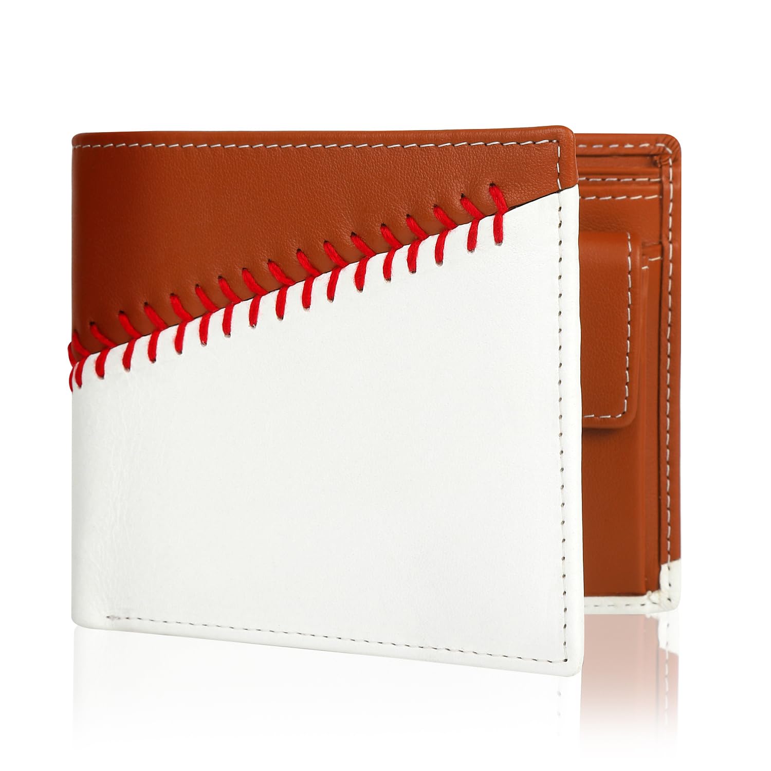 

[rebolld] Baseball leather glove leather bi-fold wallet hand stitched (brown)
