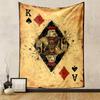 King Queen Card Tapestry Wall Hanging, Spade Heart Combo Playing Card Art, Casino Wall Decor for Bedroom Living Room Dorm