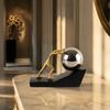 Gold-coloredToned Figurine with Silver Sphere Metal-likeLook for Entryway