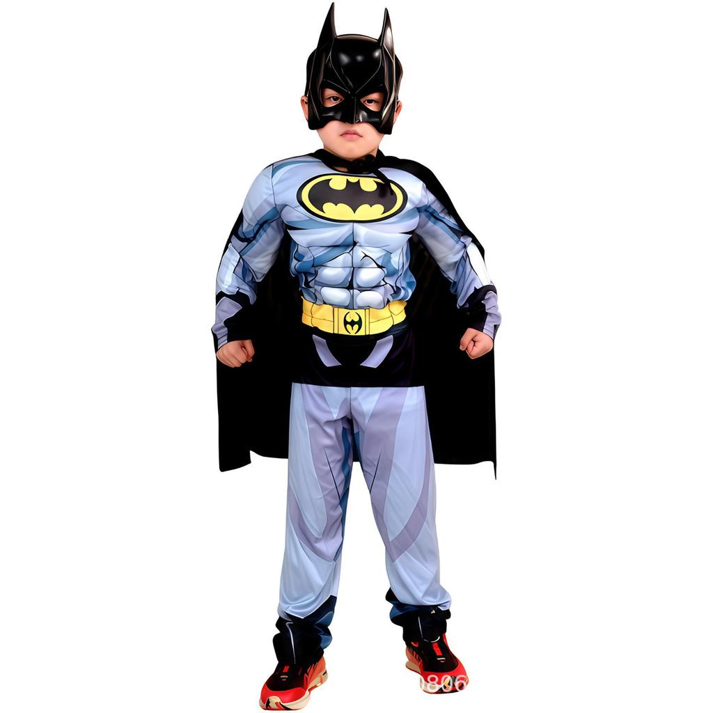 Kids' Black Batman Muscle Costume for Halloween Cosplay