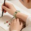 Elegant Round Jade Korean Bracelets White Color Peach Blossom Party Gifts Girls