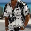 Camisa Casual de Manga Corta con Cuello de Solapa para Hombre Verano Camisa Hawaiana de Color Sólido Tops 100% Poliéster