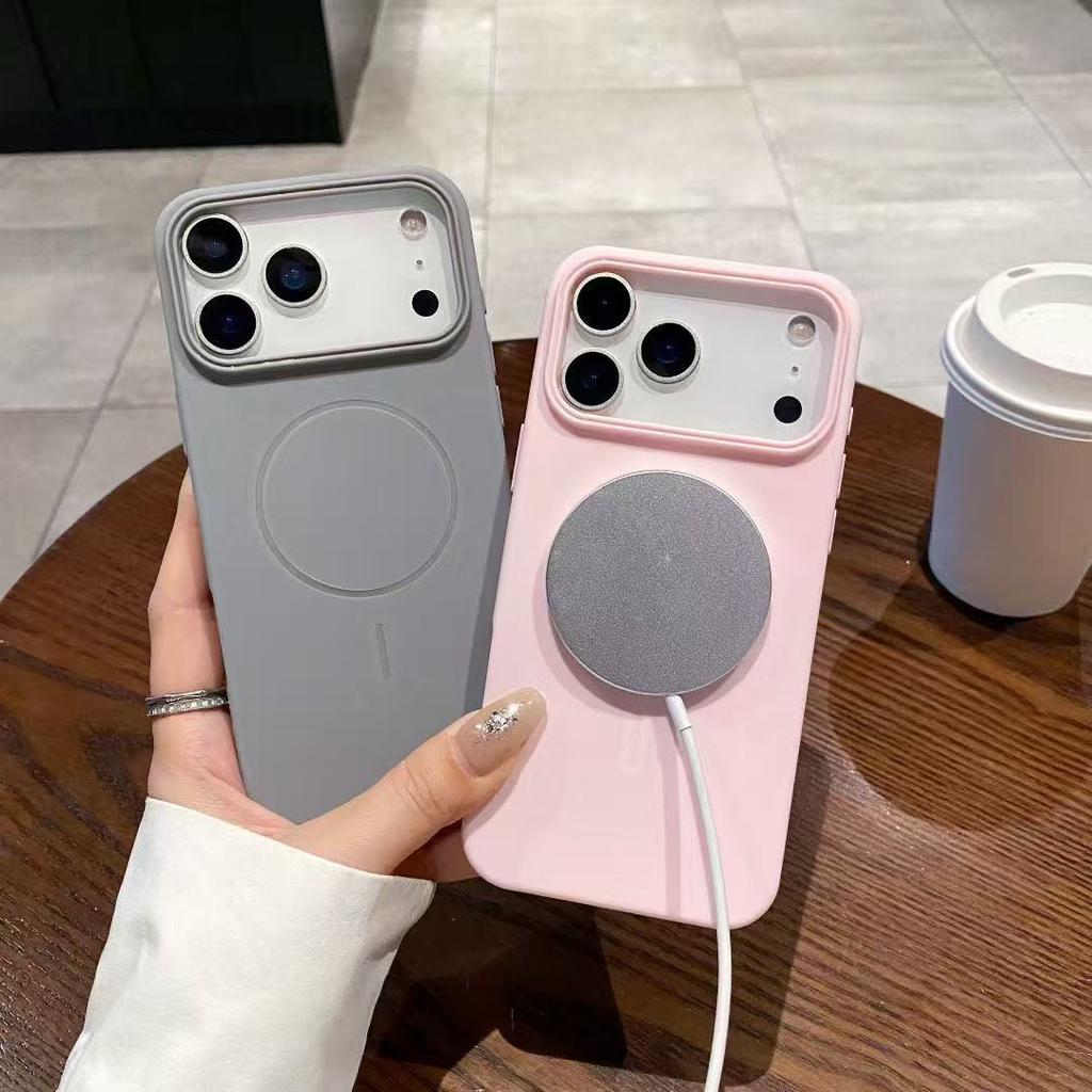 Applicable To IPhone17 ProMax Thin Ring Magnetic Suction Phone Case Matte Apple 16 Silicone Anti Fall 15 Protective Case