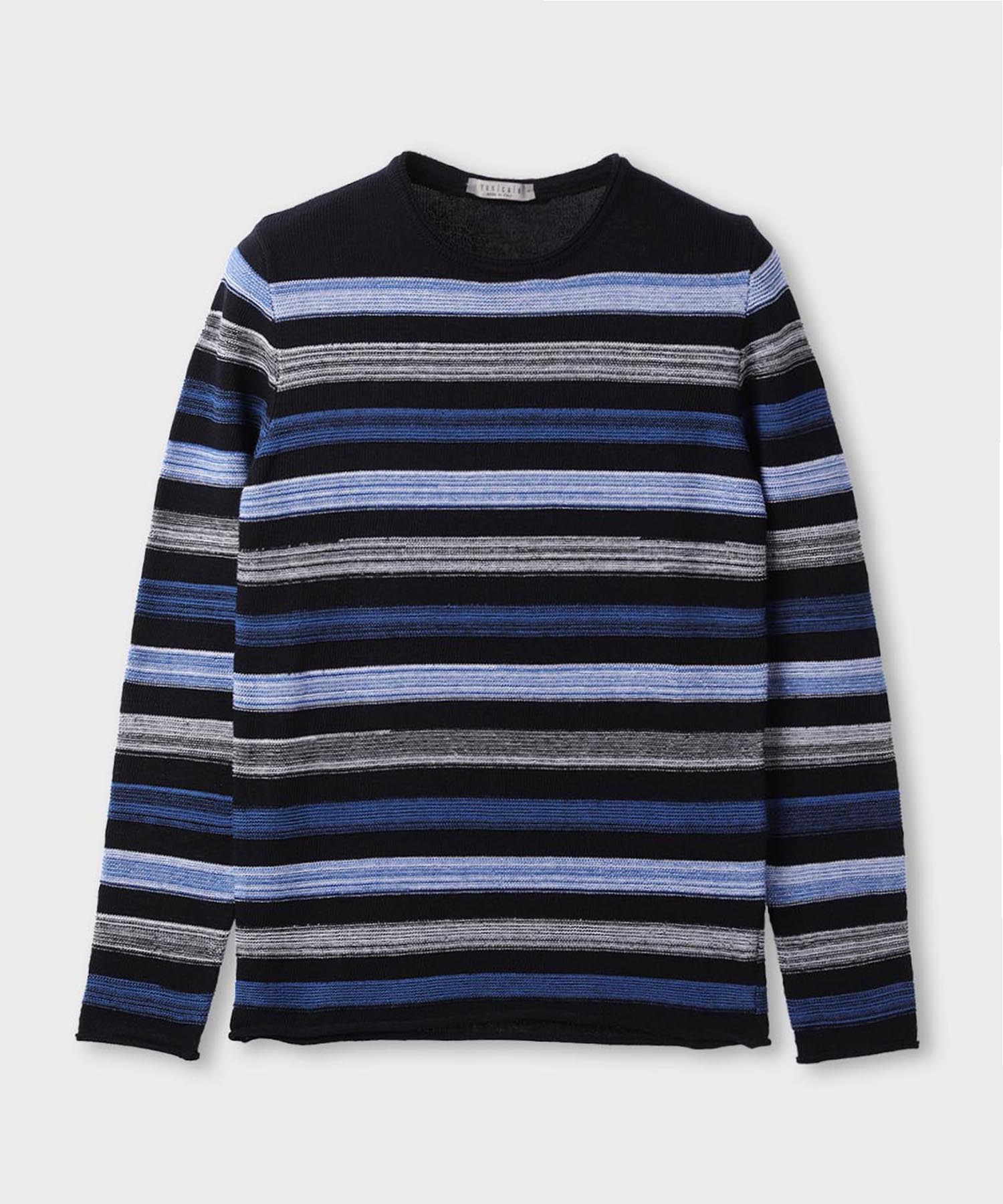 Panicalle Striped Round Neck Knit Sweater 2 Colors Beige/S