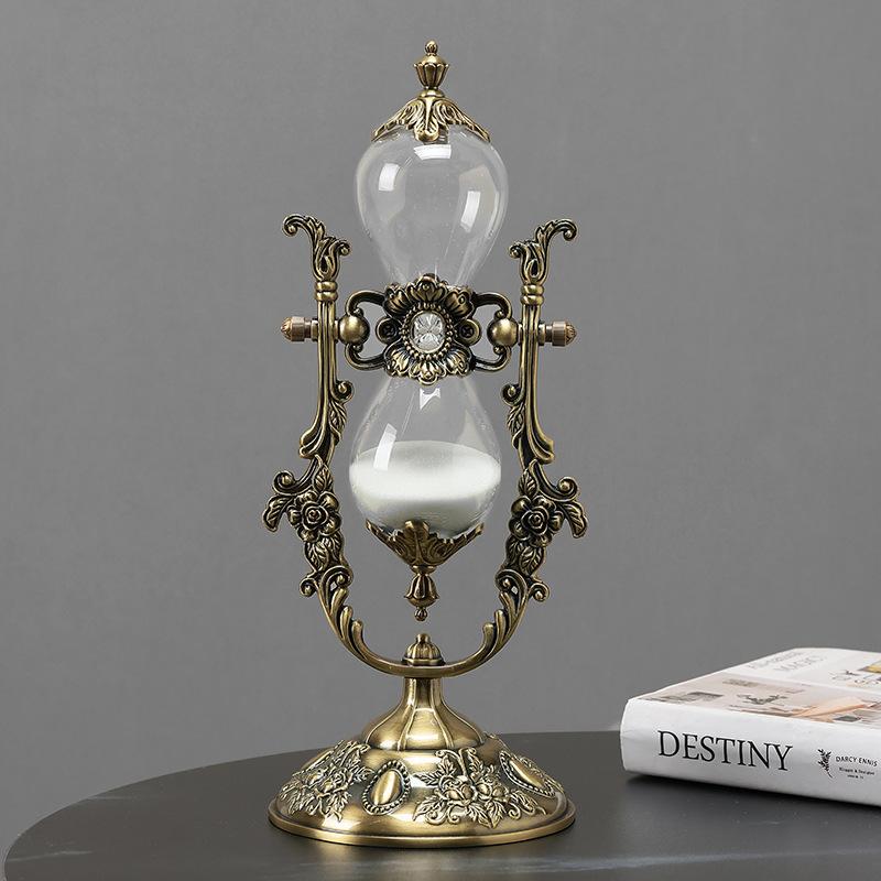 

Vintage Metal Sandglass Timer Creative Home Decor Glass Ornament Gift Antique Craft