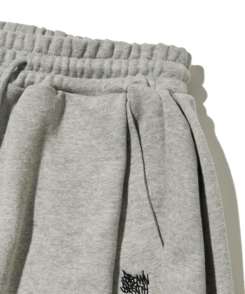 BROWNBREATH Two Tuck Wide Tag Sweat Pants - Melange Gray