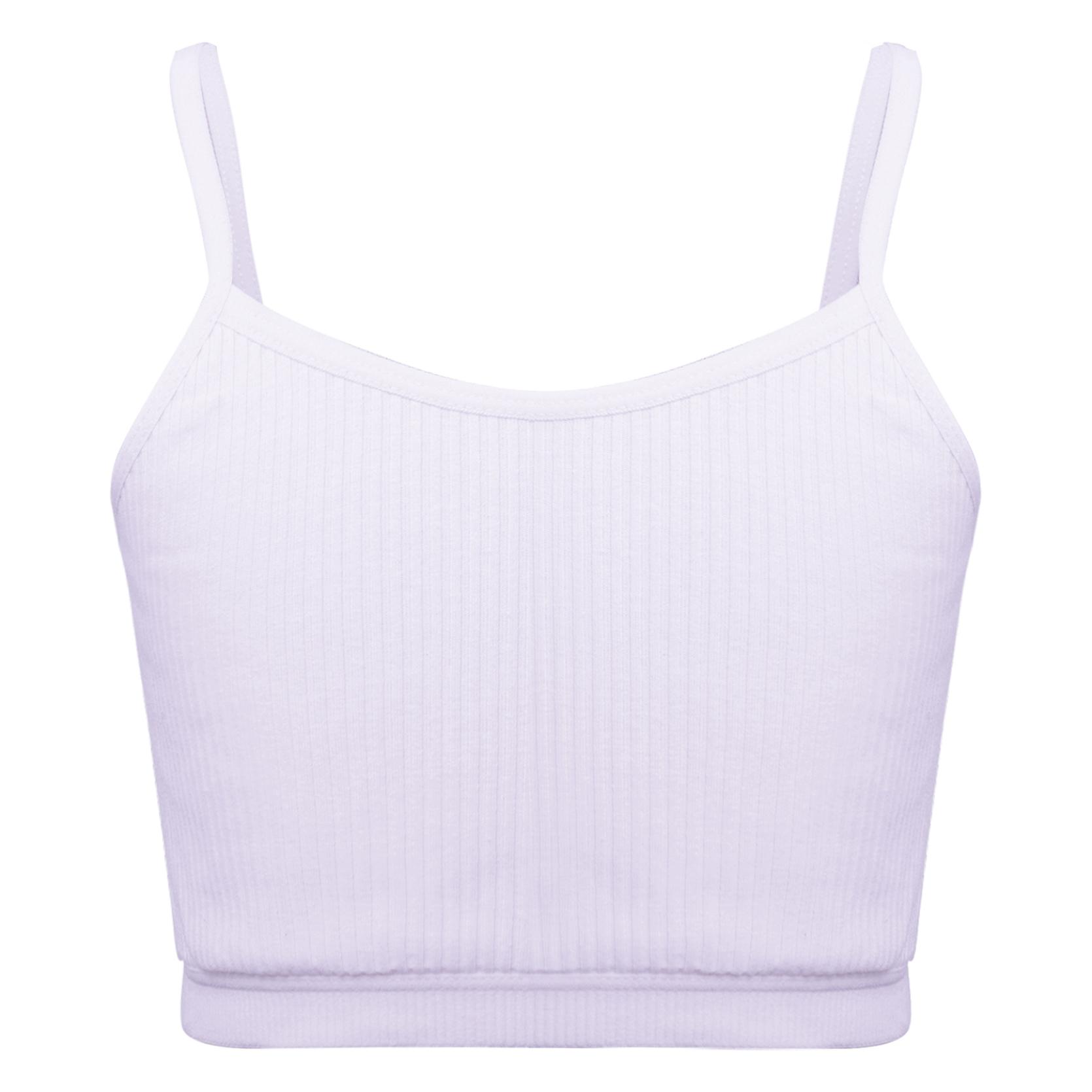

Детский бюстгальтер в рубчик для девочек, жилет на тонких бретелях, укороченный топ, сплошной цвет, нижнее белье-бретелька для спортзала, фитнеса, спортивная одежда 10-12 Years светло-фиолетовый