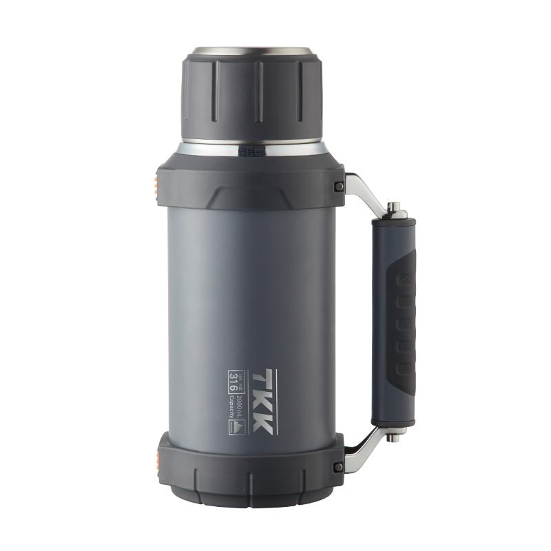 2000ml Large 18/10 Stainless Steel Insulated Thermos Zinc Alloy Handle 64oz Vacuum Flask Camping Eco-Friendly 24 Hours