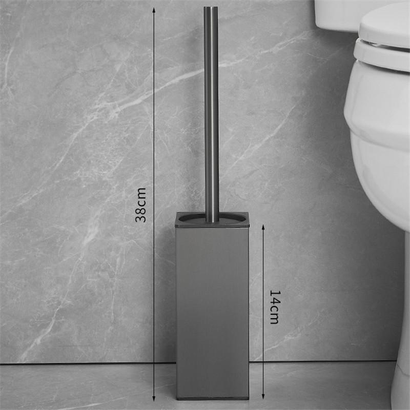 Schwarzer WC-Bürstenhalter mit Bürste, Edelstahl, graues Set zur Reinigung von Badezimmer-WC-Bürsten