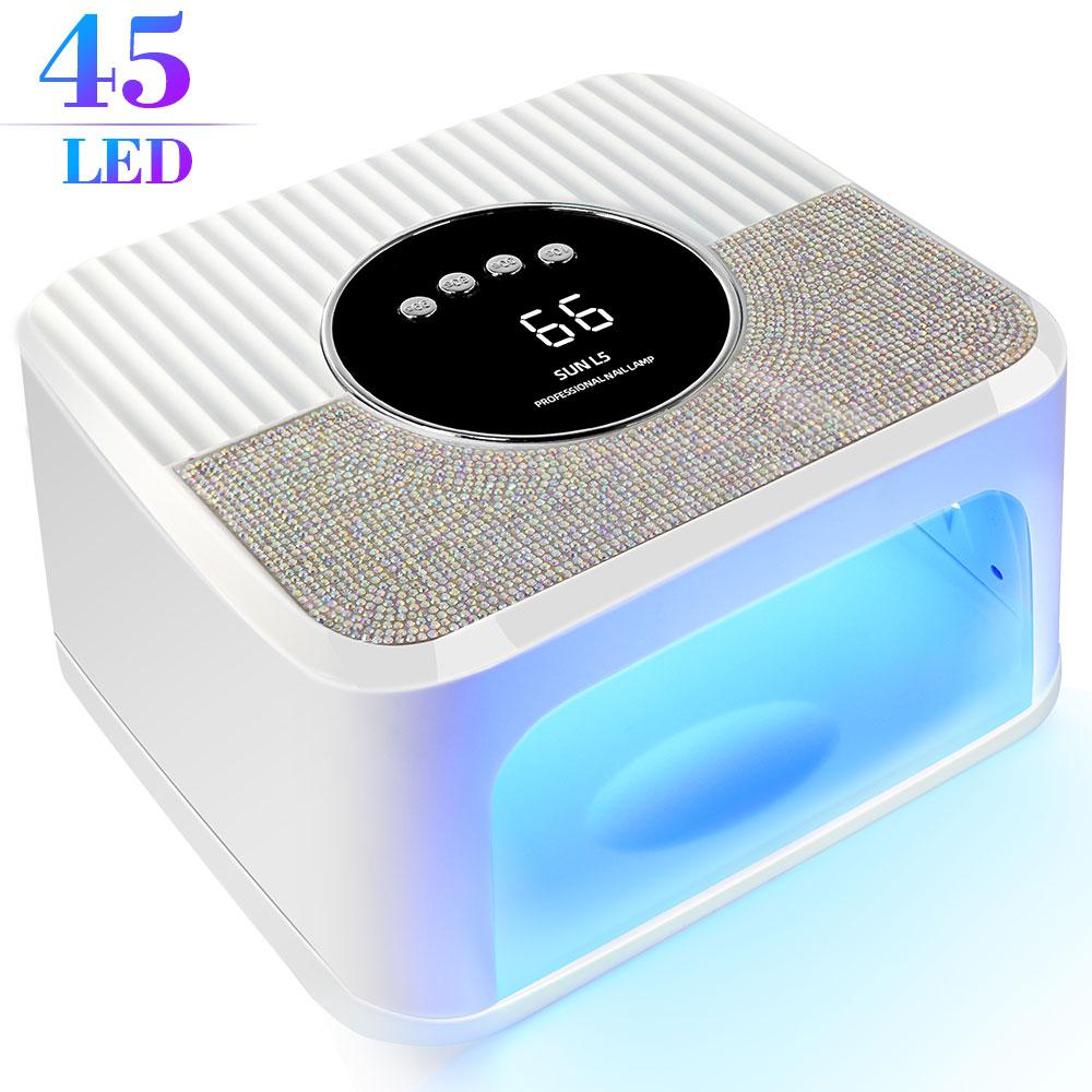 45LED UV Nail Lamp High Power Nail Dryer with LCD Smart Screen Gel Curing Drying Lamp Removable Base Pedicure Tool for Home US белый