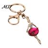 Bag Charm Zinc Alloy Keychain Pendant, Ballet Girl Shape Key Holder with Removable Imitation Gemstones Rhinestones, Easy To Install Lobster Clasp