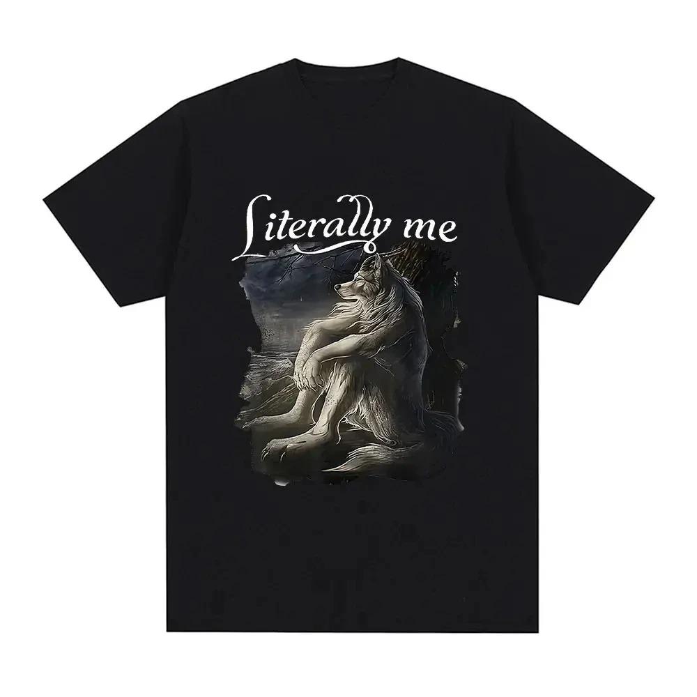 If They Talk Behind Yo Back Fart Wolf Literally Me Funny Meme Emo T-shirt Men's Harajuku Retro Oversized Cotton T Shirt