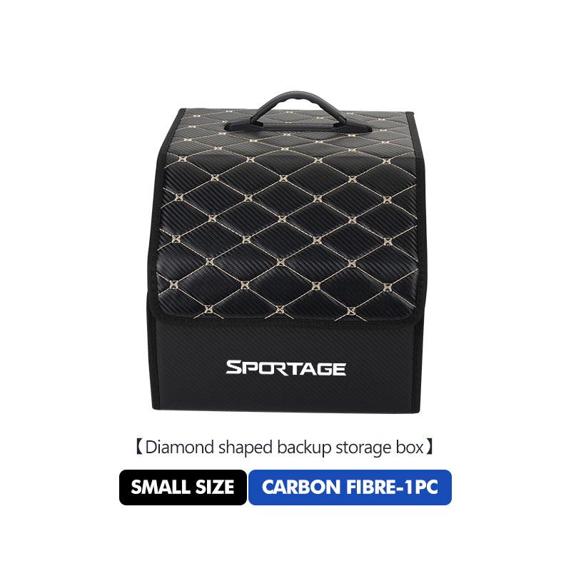 AANM1 Leather Car Logo Trunk Camping Storage Box Large Capacity Tool Organizer Accessories For KIA Sportage 2016 2017 2018 Sephia
