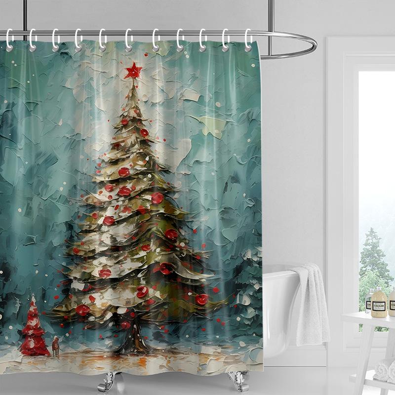 Home Decoration Shower Curtains for Bathroom Waterproof Curtain Fabric Modern Nordic Style Living Room Merry Christmas Winter