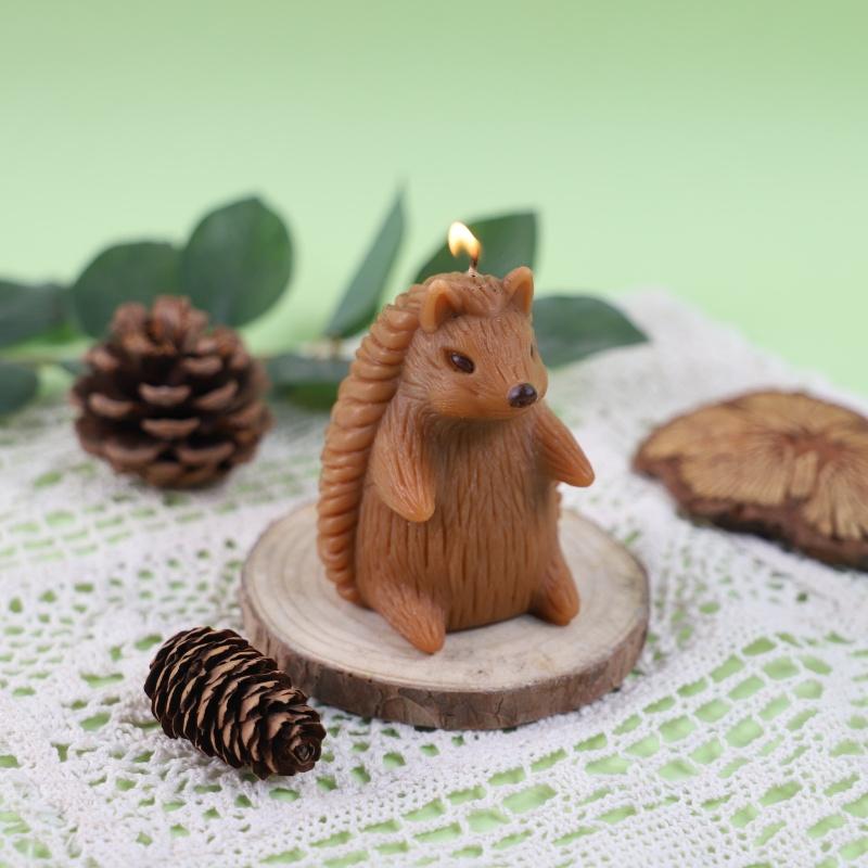 Cute Hedgehog Candle Mold 3D Cartoon Animal Hug Mushroom Apple Soap Craft Plaster Making Kit DIY Handmade Mold Home Decor Gifts