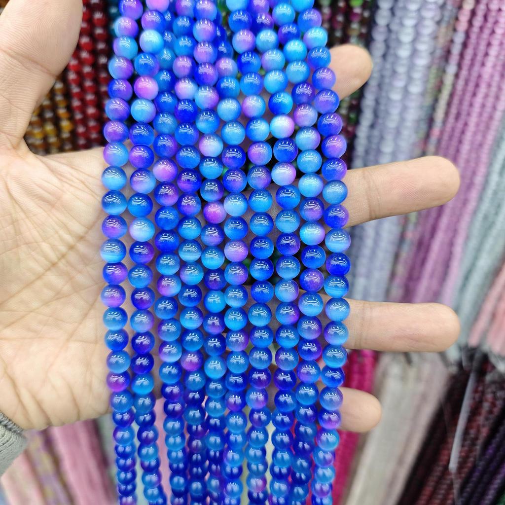 8mm Cat's Eye Stone Beads: Single, Double, Triple-Color, DIY Jewelry Round Beads