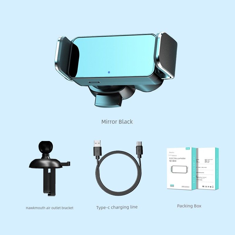 Car Phone Holder 2025 Mobile Phone Car Holder Solar Charging Black Technology Universal Electric Induction Clamping Mirror Black-Clamp Type