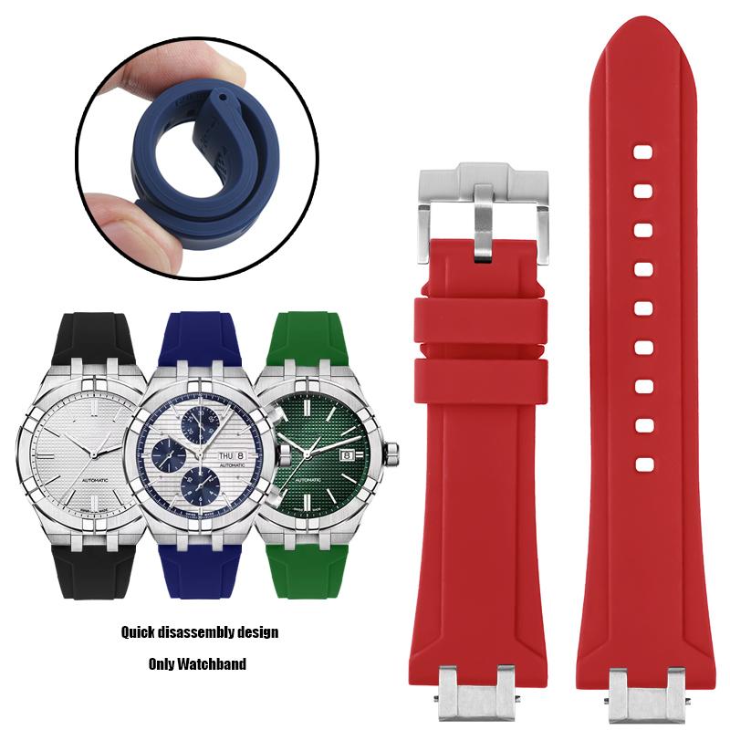 Für MAURICE LACROIX AIKON Gummiarmband-Steg AI6008 6038 6007 Armband Schnellverschluss Metall Stahlkopf Silikon Uhrenarmband