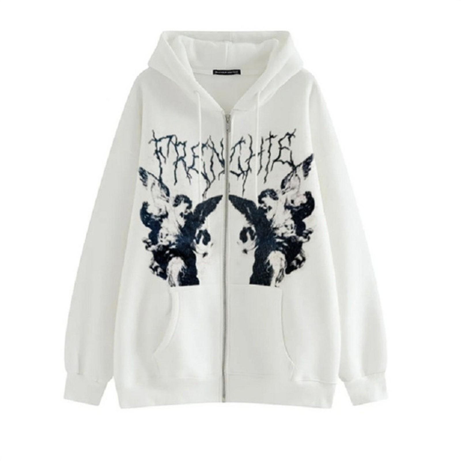 

Women s Oversized Casual Print Elegant Fashion Pullover Hooded Sweatshirt Coat L белый