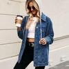 Giacca di jeans con cappuccio casual moda donna per primavera e autunno
