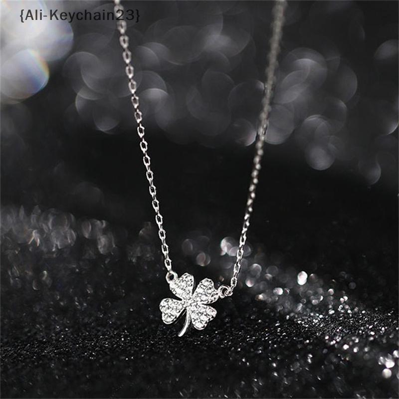 Luck Leaves Crystal Zircon Pendant Clavicle Chain Fashion Four-leaf Clover Necklace For Women Light Luxury Party Jewelry Gift