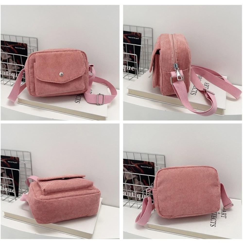Neue Cord gestreifte Crossbody-Tasche Einfaches Design Einfarbige Umhängetaschen Verstellbarer Riemen Quadratische Damentasche für Freizeitkleidung