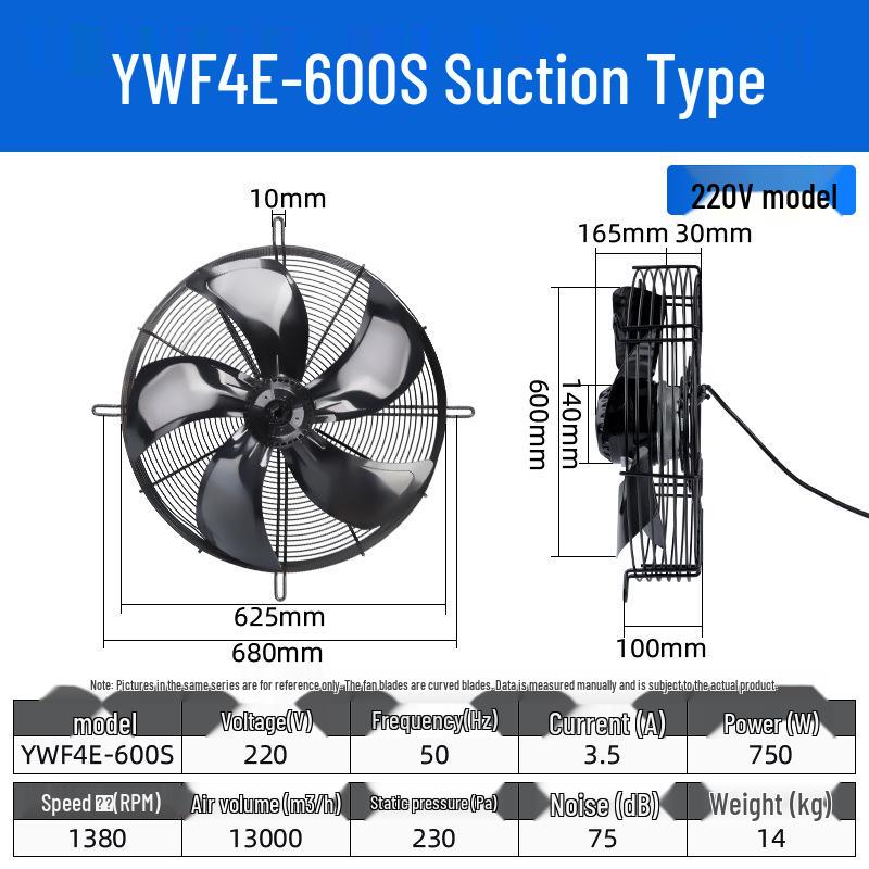 YWF4E External Rotor Axial Fan: 220V Air Compressor/Condenser Cooling, 380V Cold Storage Exhaust.