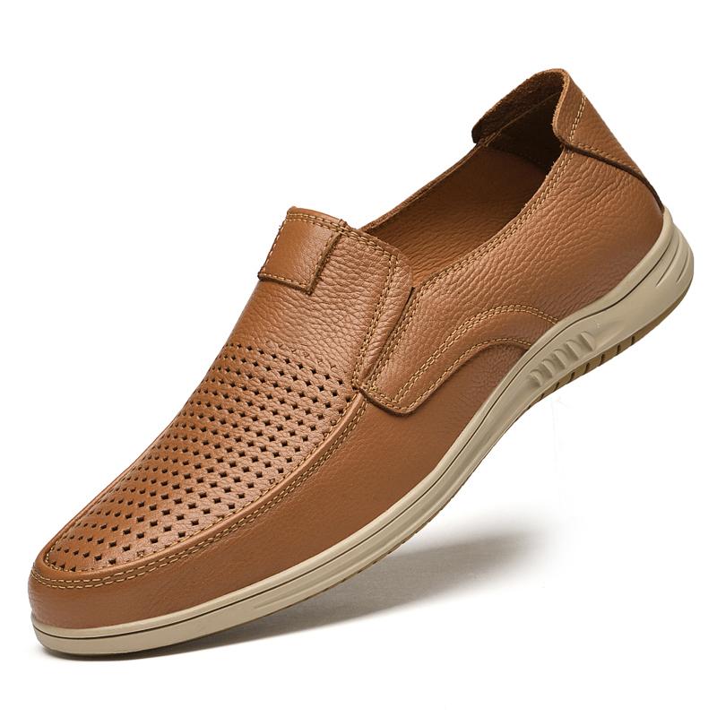 Loafers Mens Moccasins Genuine Leather Italian Spring Summer Casual Shoes Flat Soft Black Driving Shoes Slip On Mocasines Hombre