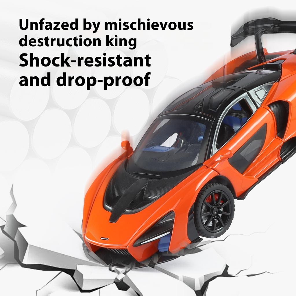 1/24 McLaren Senna Spray Sports Car Model Simulation Sound and Light Car Model Ornament Boy Gift Halloween Toys