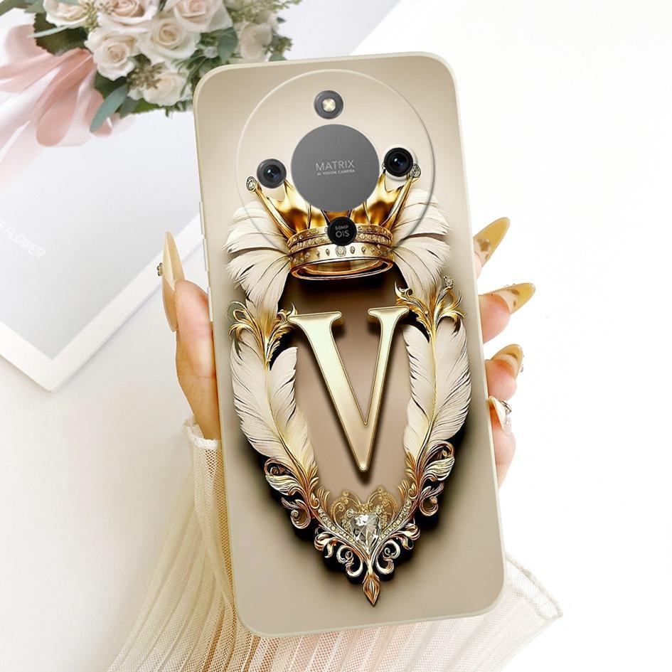 For Honor X9d Case MTN-NX1 Shockproof Cover Luxury Initial Letters Crown Soft Silicone Back Shell For HonorX9D Magic 8 Lite Capa