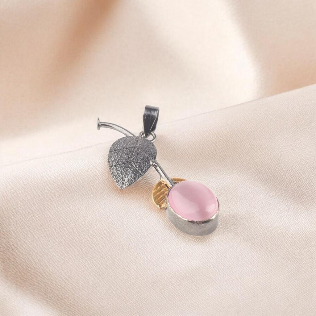Pink Cat's Eye Pendant 925 Sterling Silver Beautiful Gemstone Jewelry For Gift PP-55-28