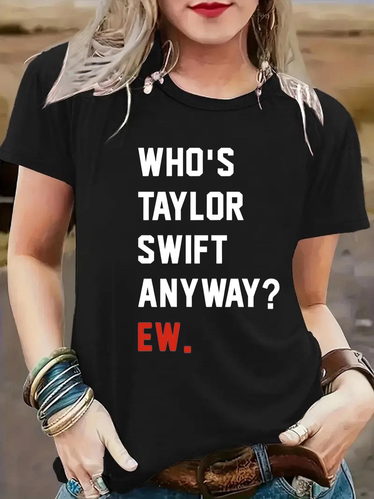 

Women s WHO S TAYLOR Letter Print Round Neck Short-Sleeve T-Shirt XL чёрный