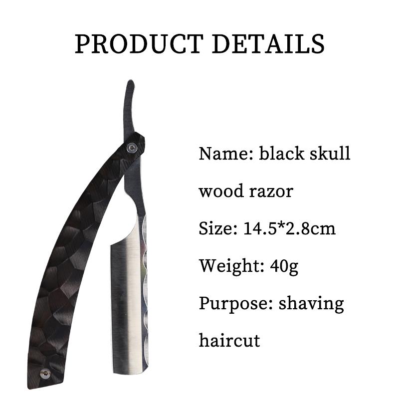 RIRON Wood Handle Men Shaving Tools Hair Razor Stainless Steel Straight Razor
