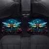 4pcs Dragonfly Pattern Printed Car Floor Mats - Universal Front And Rear Full Coverage Interior Decoration Additions, Suitable for Sedans, Vans
