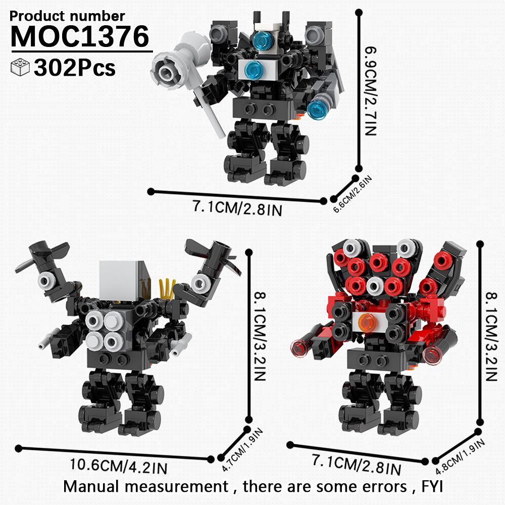 MOOXI Skibidi Toilet Kempingová sada MOC Kostky Hra Super Titan Boss Woofer TV Kamera Reproduktor Sirénový Muž Boss Stavebnice Dětské Hračky