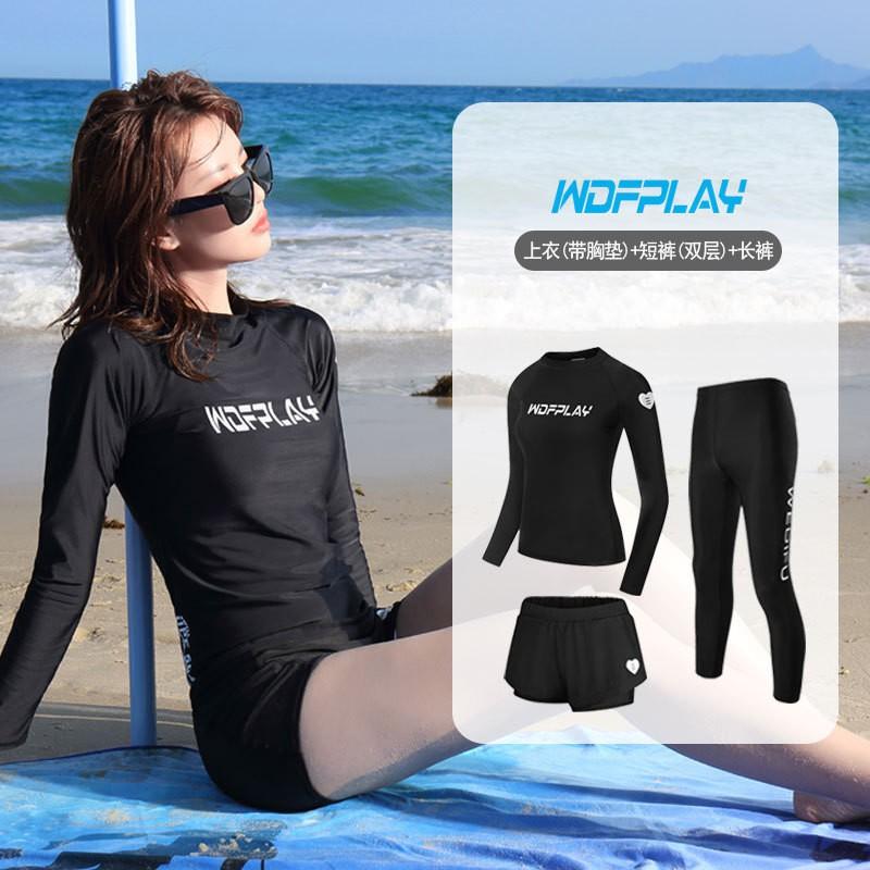 Womens Long Sleeve Rash Guard Set With UPF 50 Sun Protection Swimming Suit Surfing Diving Snorkeling