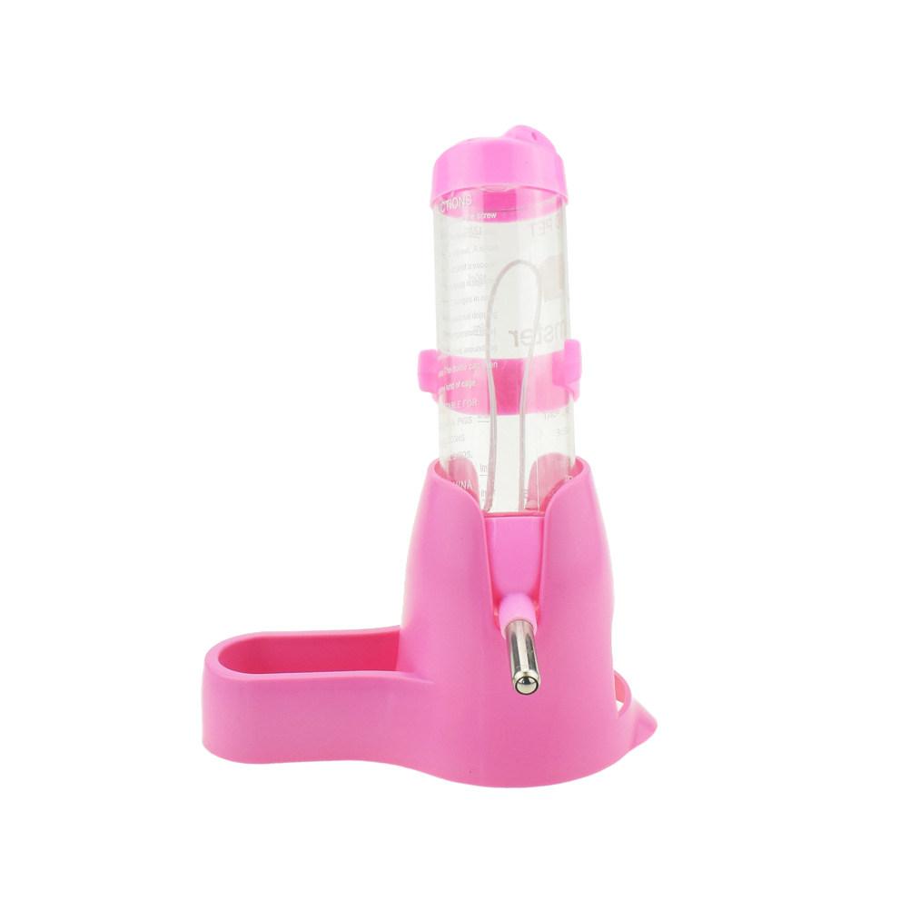 Pet Dispenser Eco-Friendly Plastic Automatic Water Feeder Pink 125Ml for Hamster Small Pets Non-Skid Base Easy