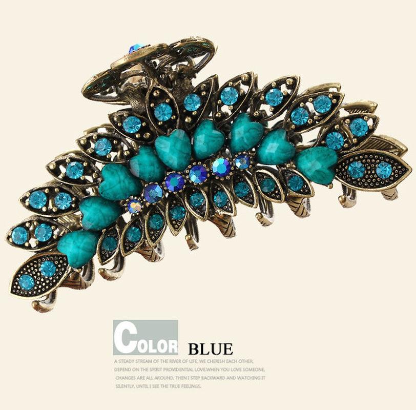 Big Metal Hair Claw Jewelry Vintage Flower Hair Claws Crab Women Banquet Rhinestone Hair Clip Accessories