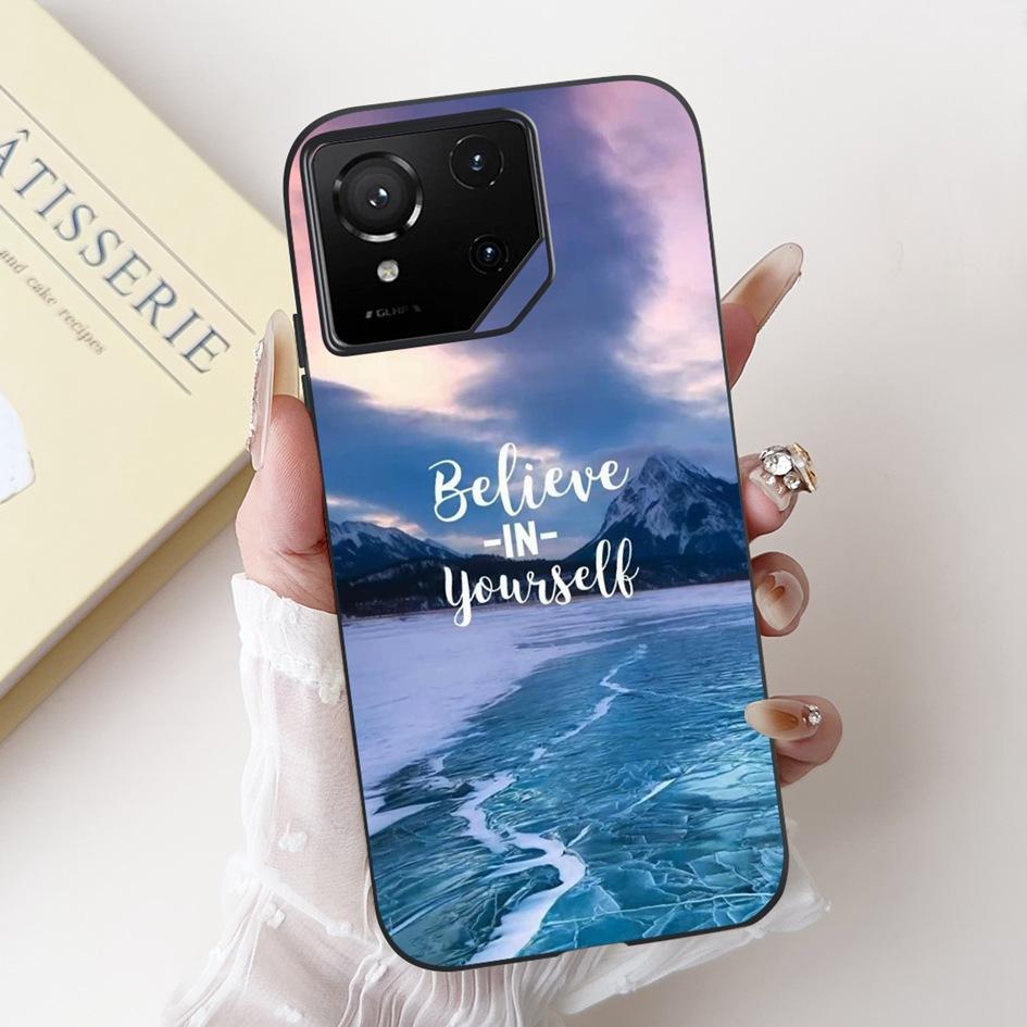 For Asus Rog Phone 9 Pro 5G Case Popular Flower Cartoon Soft Black Silicone Shockproof Cover For Asus Rog Phone 9 FE Phone9 Capa