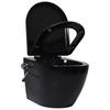 Wall Mounted Toilet without Rim Flush and with Bidet Function Ceramic Black