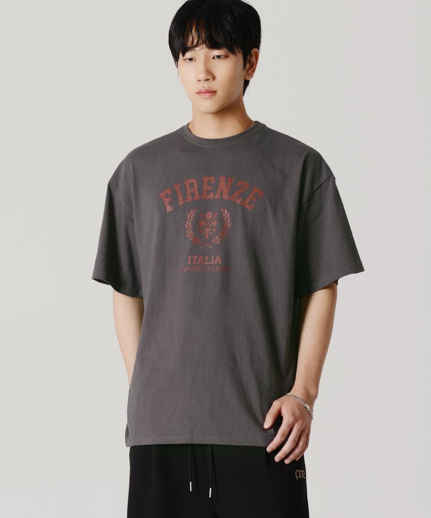PEACE MAKER Vintage Florence Lily Short Sleeve T-Shirt (Charcoal)
