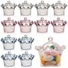 12/24pcs Transparent Crown-Shaped Plastic Boxes with Lid Wedding Favor Box Party Candy Container Packaging for Treats & Trinkets