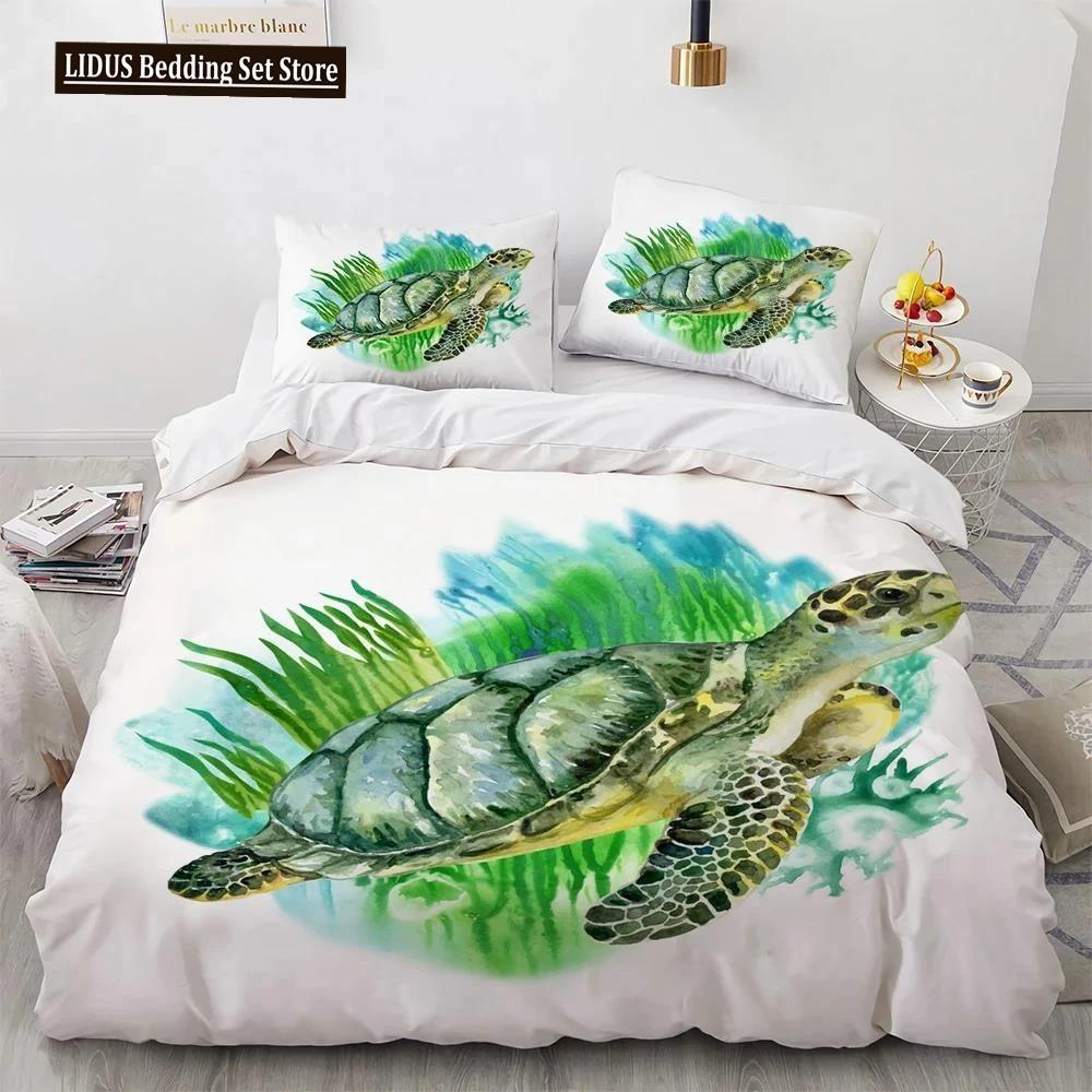 

Комплект постельного белья с 3D-изображением морской черепахи, психоделическое животное, пододеяльник, покрывало, односпальное, двуспальное, двуспальное, двуспальное, полиэстеровое одеяло 70x133cm 2pcs