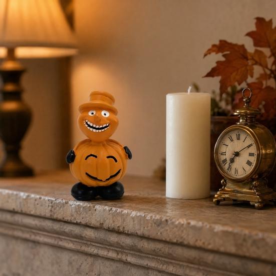 Hand-painted Pumpkin Figures Halloween Figure Ornaments, Hand-Painted Resin Decorations with Unique Cute Figurines Expressions, Figurine for