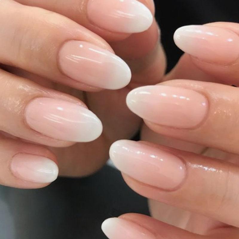 24Pcs Simple Almond Press On Nails Blush Design Short Oval Fake Nails Detachable Stick On False Nails For Women Manicure