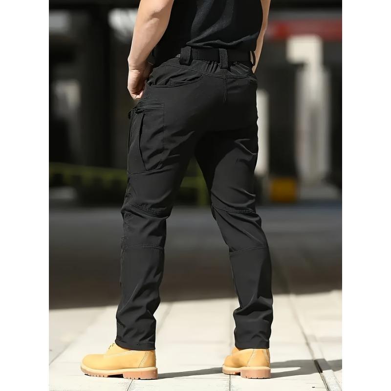 Men'S Tactical Cargo Pants - Spring & Autumn Regular Fit, Breathable Quick-Dry Fabric, Multiple Pockets with Adjustable Straps (Belt Not Included)